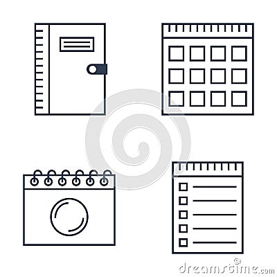 Set of notebook icons Vector Illustration