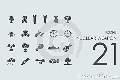 Set of nuclear weapon icons Vector Illustration