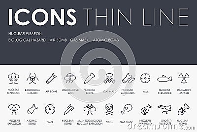 NUCLEAR WEAPON Thin Line Icons Vector Illustration