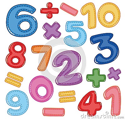 A set of number and math icon Vector Illustration