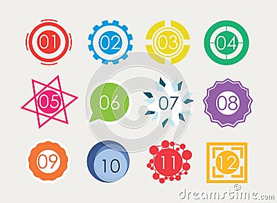 Set of number in variety shape Vector Illustration