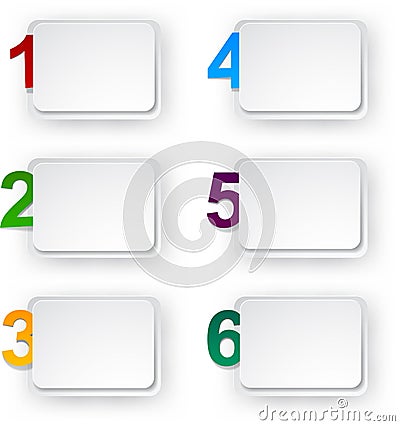 Set of numbered paper stickers. Vector Illustration