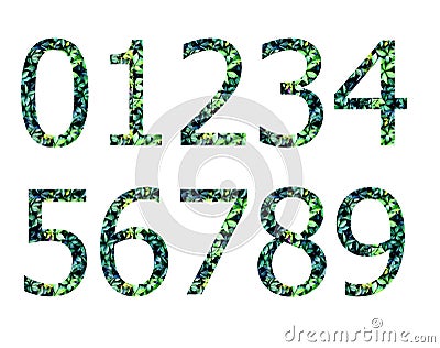 Set of numbers from leaves Stock Photo