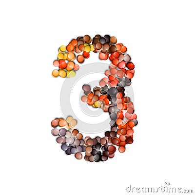 set of numbers made of multicolored granules, 3d rendering, three, graphic design Stock Photo