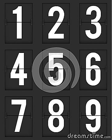 Set of numbers from mechanical timetable board Stock Photo