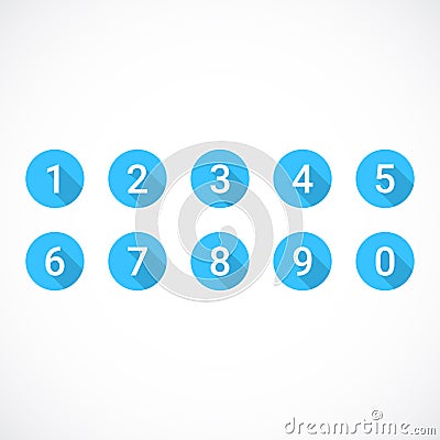 Set of 0-9 numbers. Set of blue number icons. Vector illustration Vector Illustration