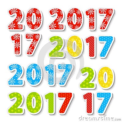 Set of 2017 numbers Vector Illustration