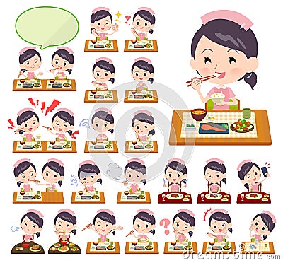 Nurse wear women_Meal Vector Illustration