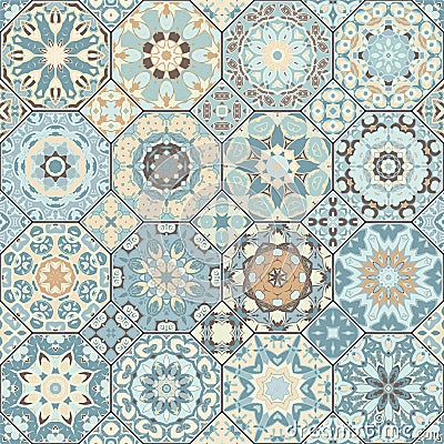 Set of octagonal and square patterns. Vector Illustration
