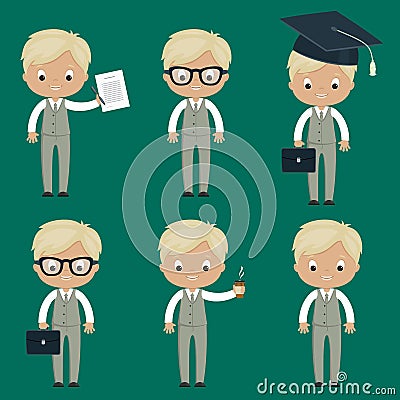 Set of office cartoon men Vector Illustration