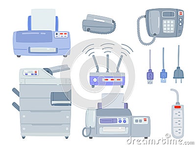 Set of office equipment Vector Illustration