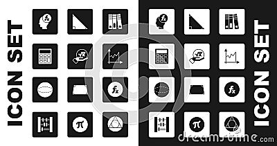 Set Office folders, Square root of x glyph, Calculator, Function mathematical symbol, Graph, schedule, chart, diagram Vector Illustration