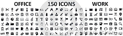 Set of 150 office icons, work in office signs - vector Vector Illustration