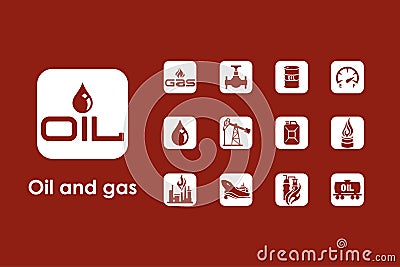 Set of oil and gas simple icons Vector Illustration