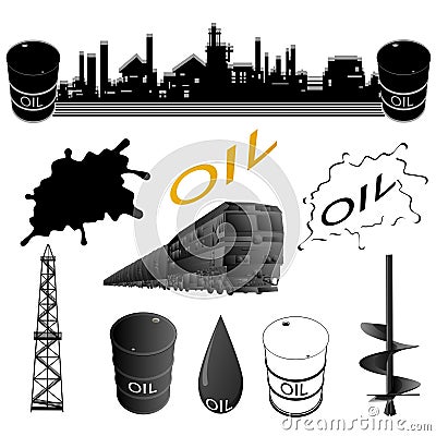 Set oil industry facilities Vector Illustration