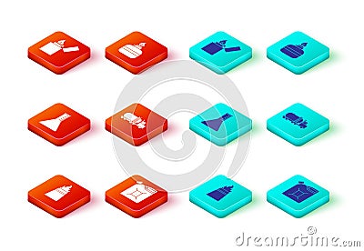 Set Oil rig with fire, Canister for gasoline, petrol test tube, Tanker truck, Alcohol spirit burner and Lighter icon Vector Illustration