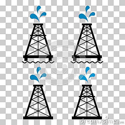 Set of oil rig flat graphic icon, fuel platform industry tower gas sign, vector illustration Vector Illustration
