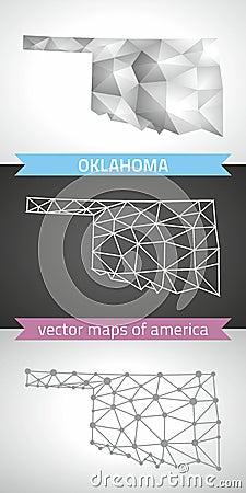 Oklahoma collection of vector design modern maps, gray and black and silver dot outline mosaic 3d map Vector Illustration