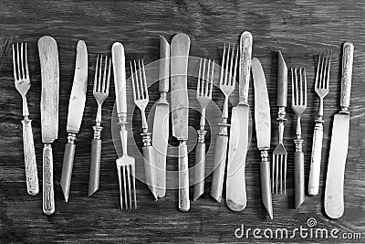 A set of old cutlery Stock Photo