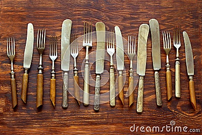 A set of old cutlery Stock Photo