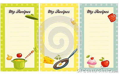 Set of old fashioned recipe card Vector Illustration