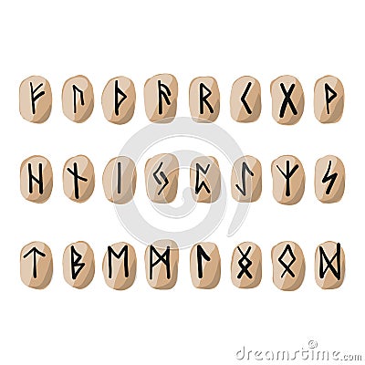 Set of old norse scandinavian runes. Ancient occult symbols Vector Illustration