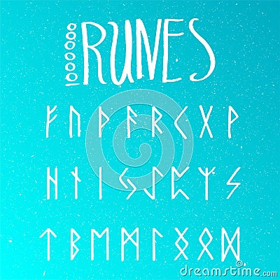 Set of Old Norse Scandinavian runes. Runic alphabet, futhark Stock Photo