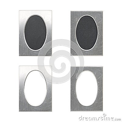 Set of old oval silver picture frames Stock Photo