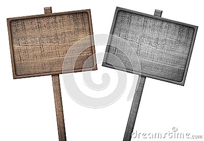 Set of old weathered blank wood sign Stock Photo