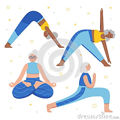 Yoga flat vector illustration. Healthy lifestyle Vector Illustration