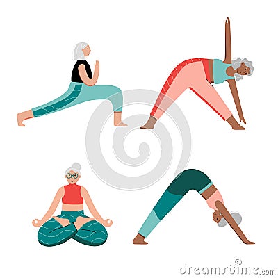 Yoga flat vector illustration. Healthy lifestyle Vector Illustration