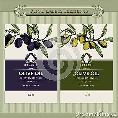 Set of olive oil labels Vector Illustration