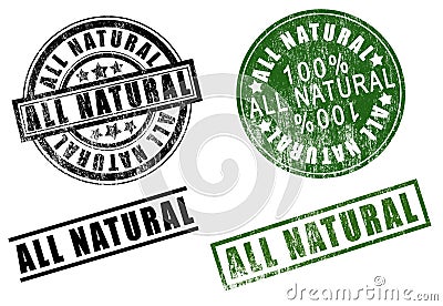 Set of 100 one hundred % percent All-Natural rubber stamps Stock Photo