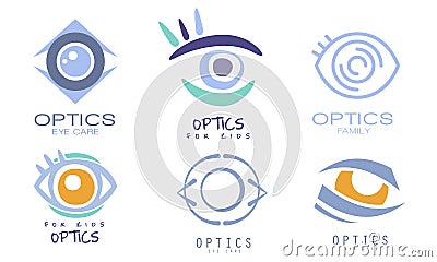 Set of optics eye care logos cartoon vector illustration Vector Illustration