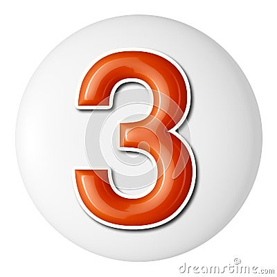set of orange 3d numbers on white circle, 3d rendering, three Stock Photo