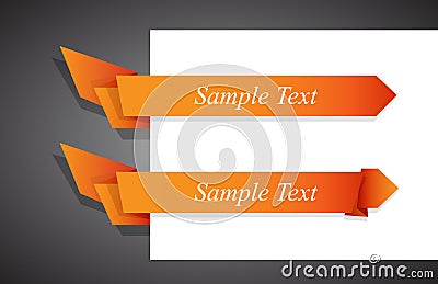 Set of orange origami ribbon for your text. Stock Photo