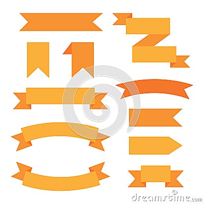 Set of orange web graphic decorative ribbons Vector Illustration