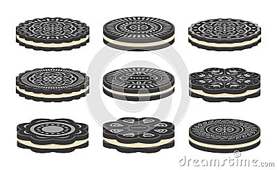 Set of oreo cookie icons. vector Vector Illustration