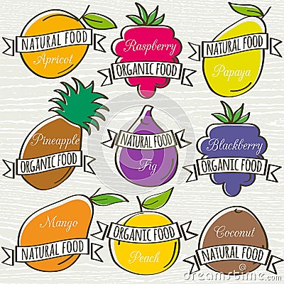 Set of organic fruits, vector Vector Illustration