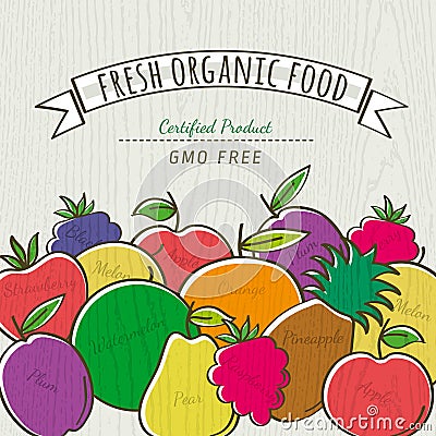 Set of organic fruits, vector Vector Illustration