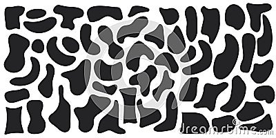 Set of organic irregular blob shapes. Black random deform spot fluid circle Isolated on white background. Organic amoeba Vector Illustration