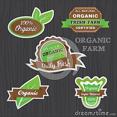 Set of Organic vegetables logo sticker design Vector Illustration