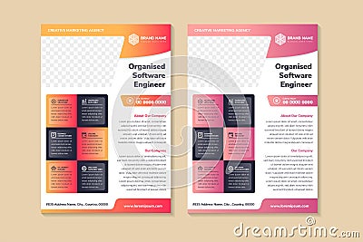 set of Organized software engineer flyer template design use vertical layout Vector Illustration