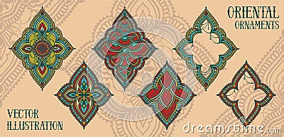 Set of oriental style ornamets for your own designs Vector Illustration
