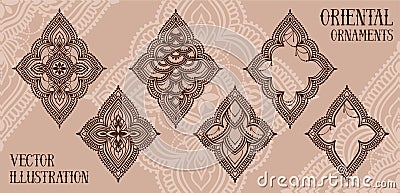 Set of oriental style ornamets for your own designs Vector Illustration