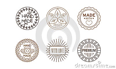 Vetor set of original logo templates for handmade goods. Branding identity. Creative linear emblems Vector Illustration