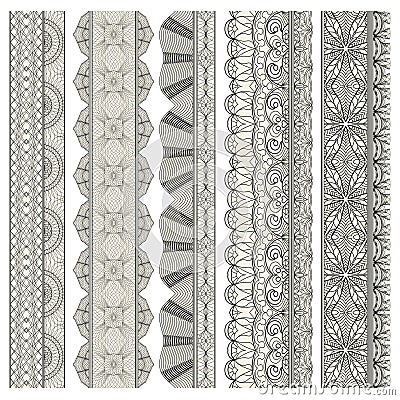 Set of ornamental borders for covers, certificates or diplomas. Vector Illustration