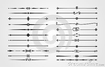 Set of ornamental borders and flourish corners, royal ornament swirls and vintage page dividers. Classical decoration elements for Cartoon Illustration