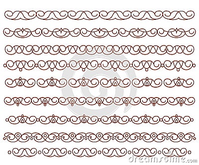 Set ornamental borders. Vector decorative elements. Vector Illustration