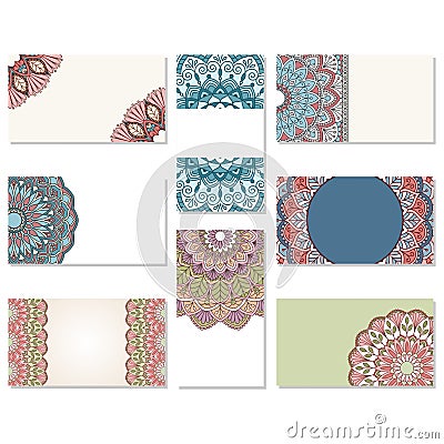 Set of ornamental business cards Vector Illustration